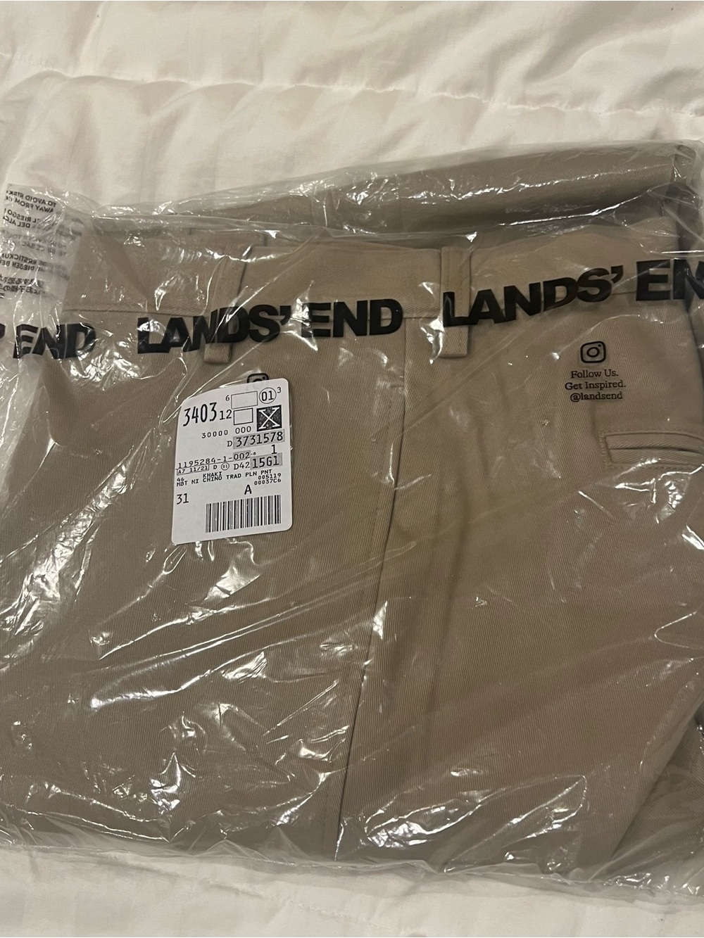 NWT Land’s End Men's No Iron Traditional Fit Plain Front Chino Pant size 46T